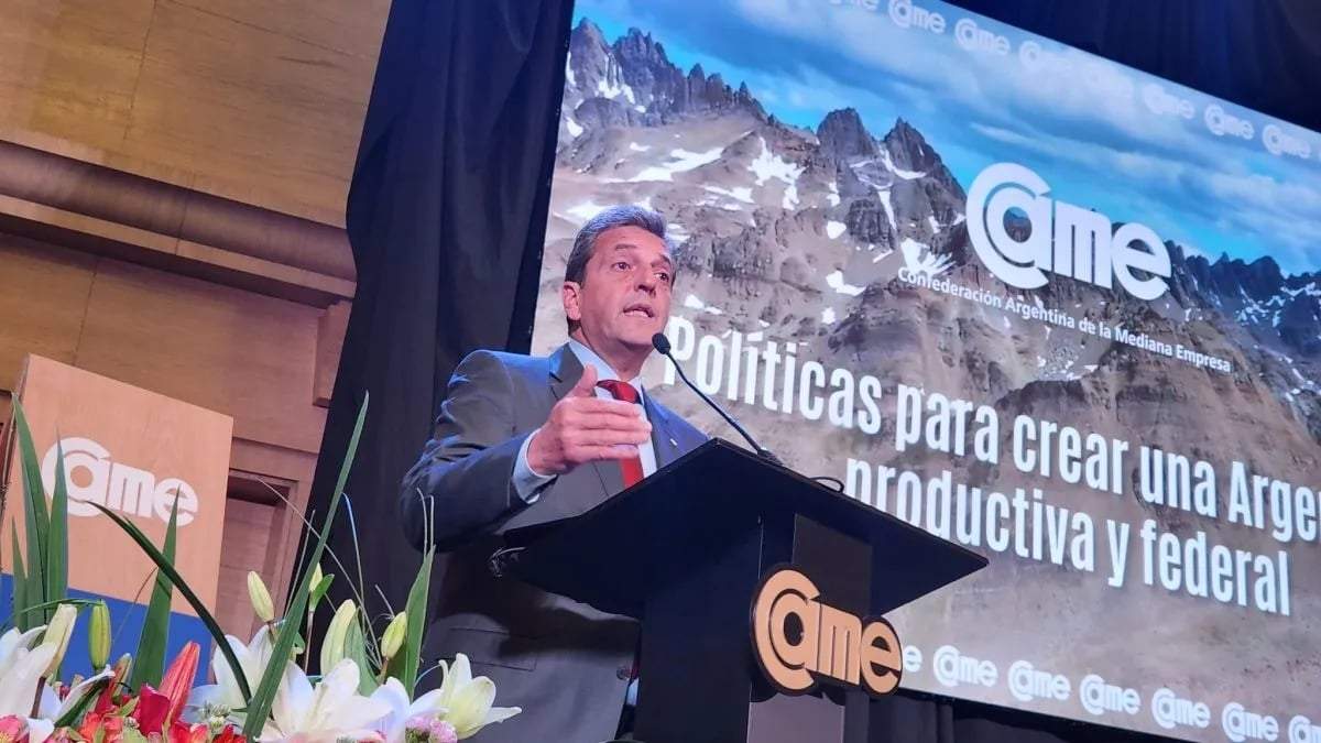 Sergio Massa ante empresarios de la Confederación Argentina de la Mediana Empresa. Fuente: (Twitter)