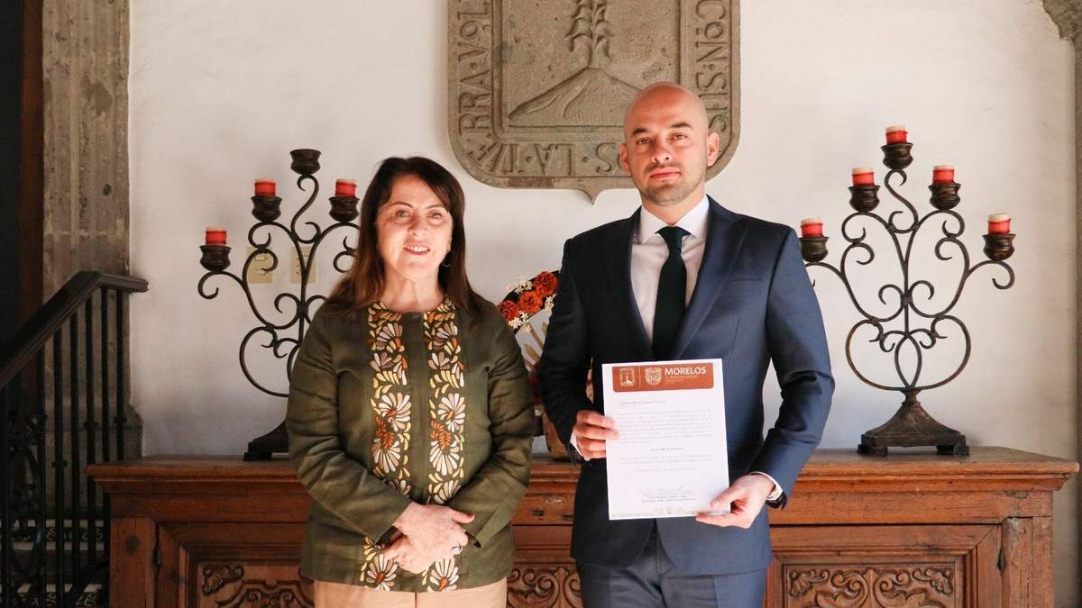 La gobernadora de Morelos, Margarita González Saravia, y el nuevo secretario de Gobierno del estado, Edgar Maldonado