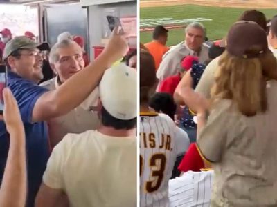 Adán Augusto López, entre abucheos y selfies en el juego de Padres contra Gigantes (Videos)