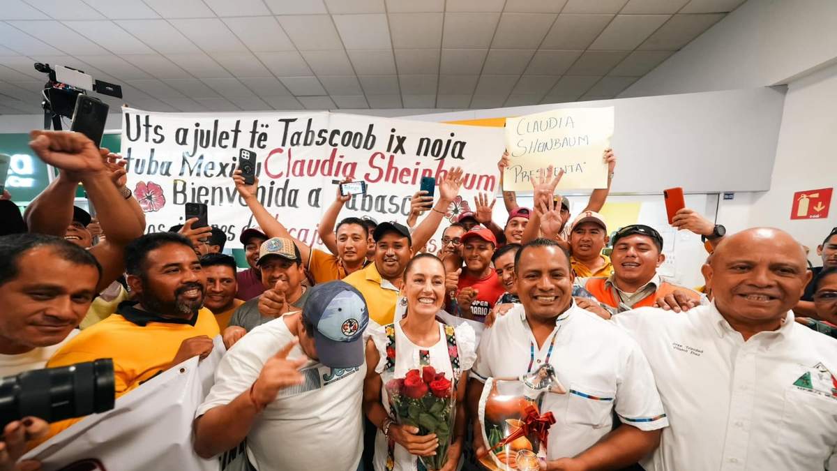 La candidata a su llegada a Tabasco