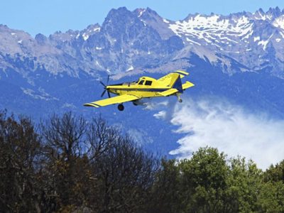 Se reactivó el incendio en Bariloche: los aviones hidrantes volvieron a operar en el lago Martin