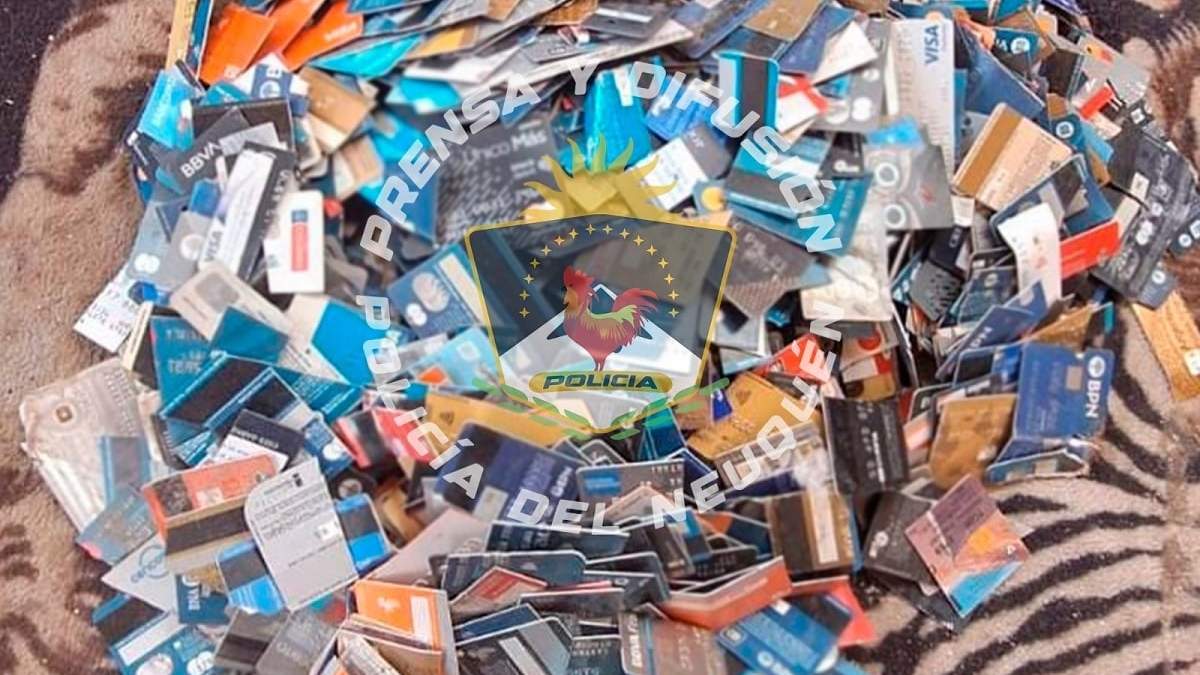 La banda tenía 852 tarjetas bancarias. Fuente (Policía de Neuquén)