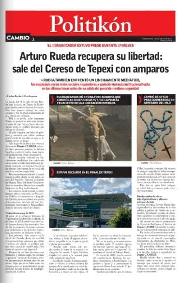 Así desplegó Diario Cambio la información de la puesta en libertad de su director Arturo Rueda