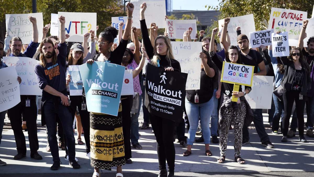 Protesta de los trabajadores de Google en 2018. Fuente: (Twitter)