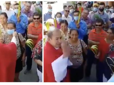 Un cura le arranca el cubrebocas a una mujer y dice que usarlo "es una babosada"