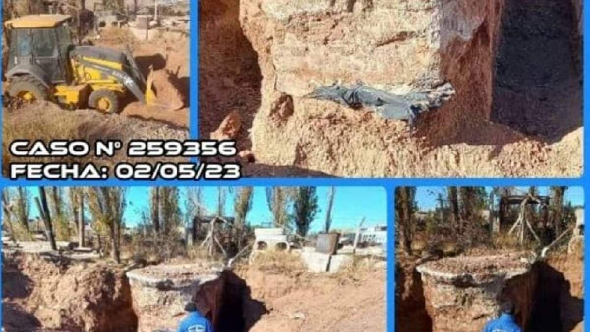 El bloque de cemento donde estarían los transformadores con PCB. Fuente: (Minuto Neuquén)