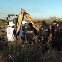 Encuentran en una fosa clandestina un auto con osamentas en su interior