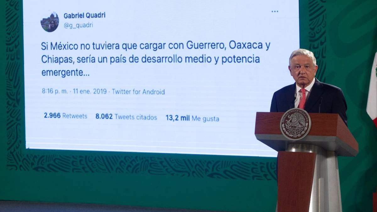 AMLO exhibió un tuit de Quadri escrito en 2019