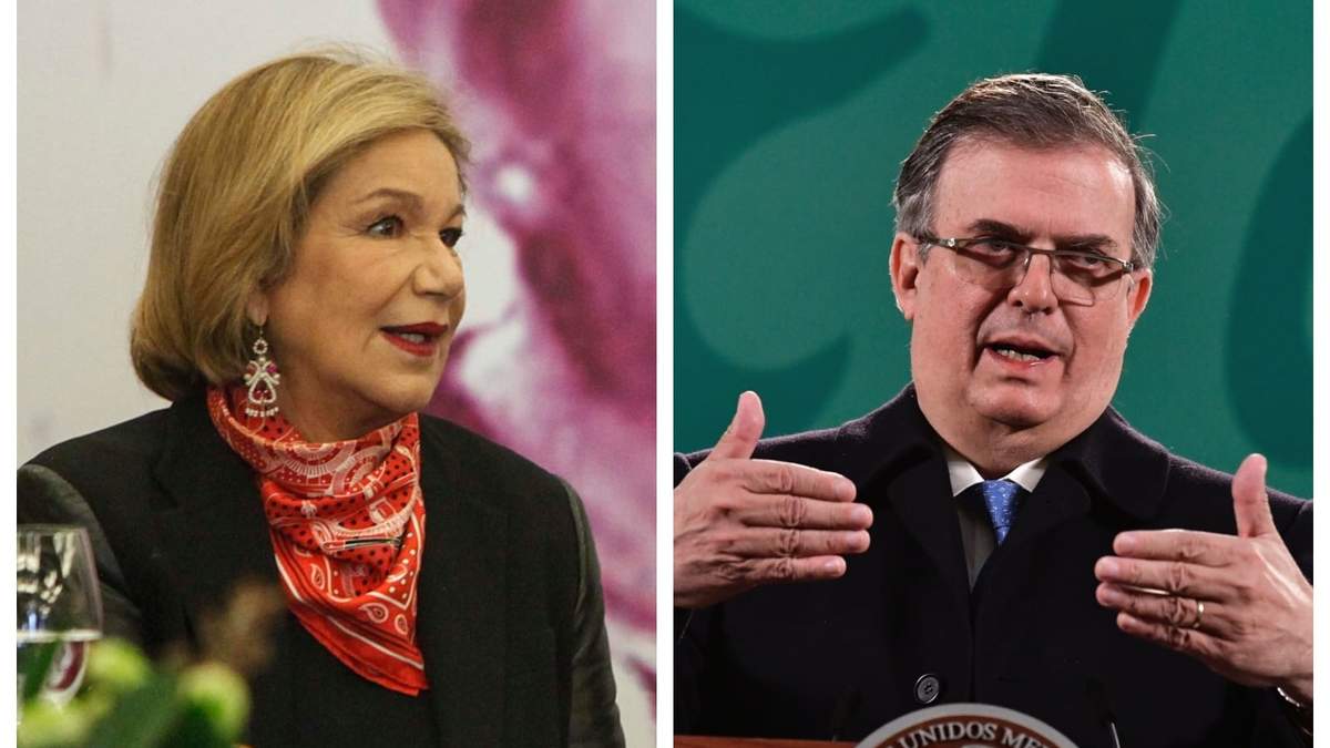 La escritora Guadalupe Loaeza y el canciller Marcelo Ebrard