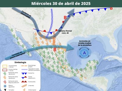 Frente frío 40 se extenderá en la semana; lluvias en más de 20 estados el Día del Niño y 1 de mayo