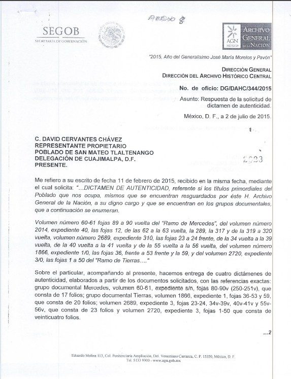 Dictamen de autenticidad de títulos primordiales del AGN
