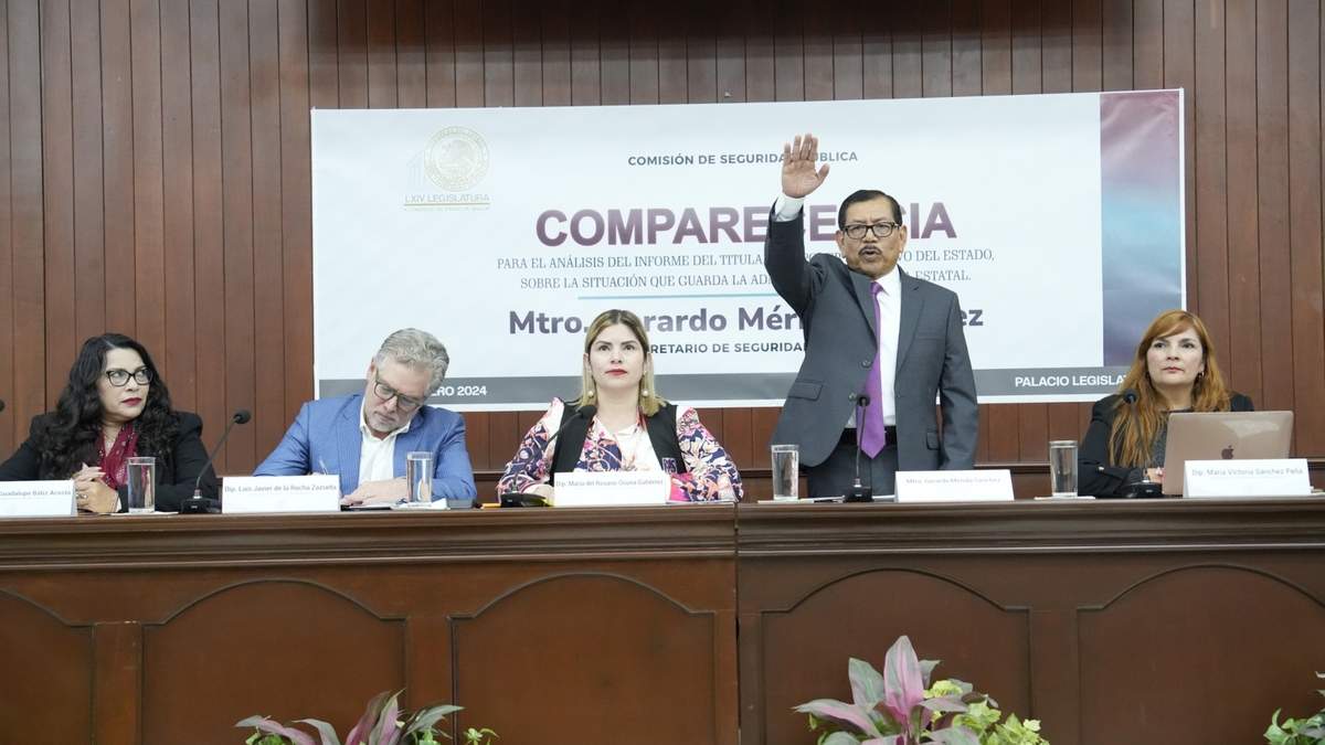 Gerardo Mérida Sánchez, secretario de Seguridad Pública de Sinaloa en su comparecencia ante el Congreso local