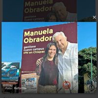 Tras su destape, Manuela Obrador Narváez arrecia su activismo político en espectaculares