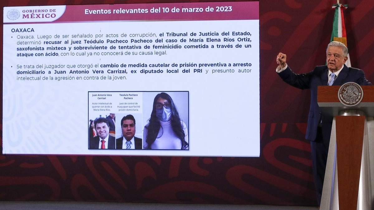 El presidente habla sobre el caso de la saxofonista María Elena Ríos en la mañanera del 13 de marzo de 2023