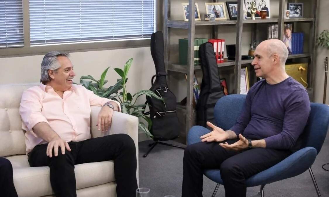 Presidente Alberto Fernández con el jefe de Gobierno porteño Horacio Rodríguez Larreta. Fuente: (Twitter)