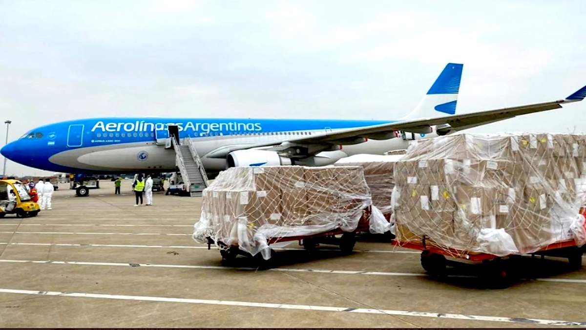 Avión de Aerolíneas Argentinas en China. Fuente: (Twitter)