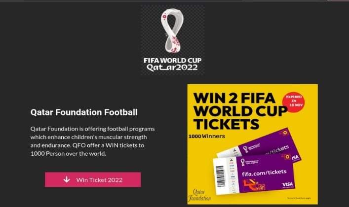 Ejemplo de página de "phishing" que aprovecha el Mundial de Qatar 2022