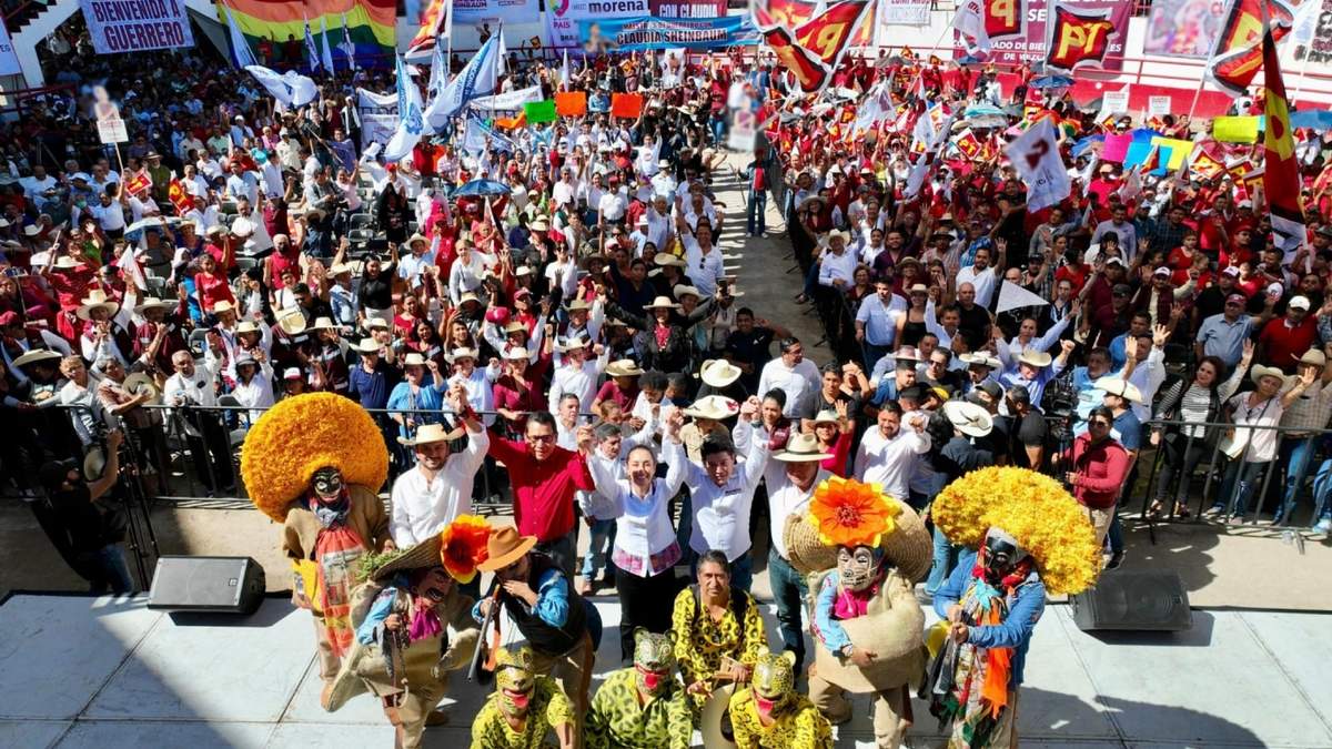 Claudia Sheinbaum en su primera visita a Guerrero como precandidata presidencial de la Cuarta Transformación