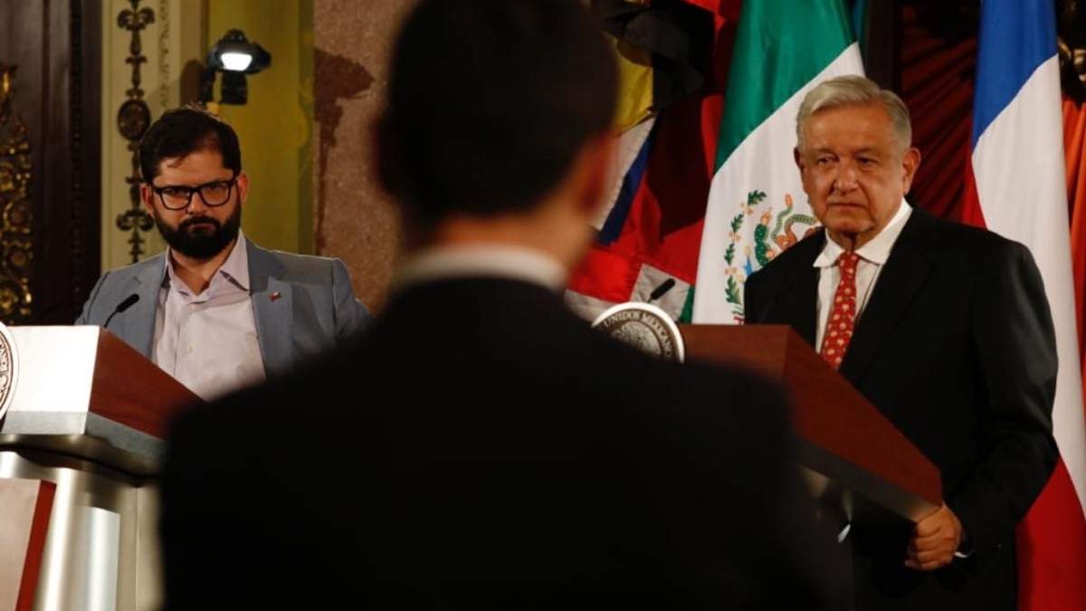 Gabriel Boric y Andrés Manuel López Obrador en Palacio Nacional