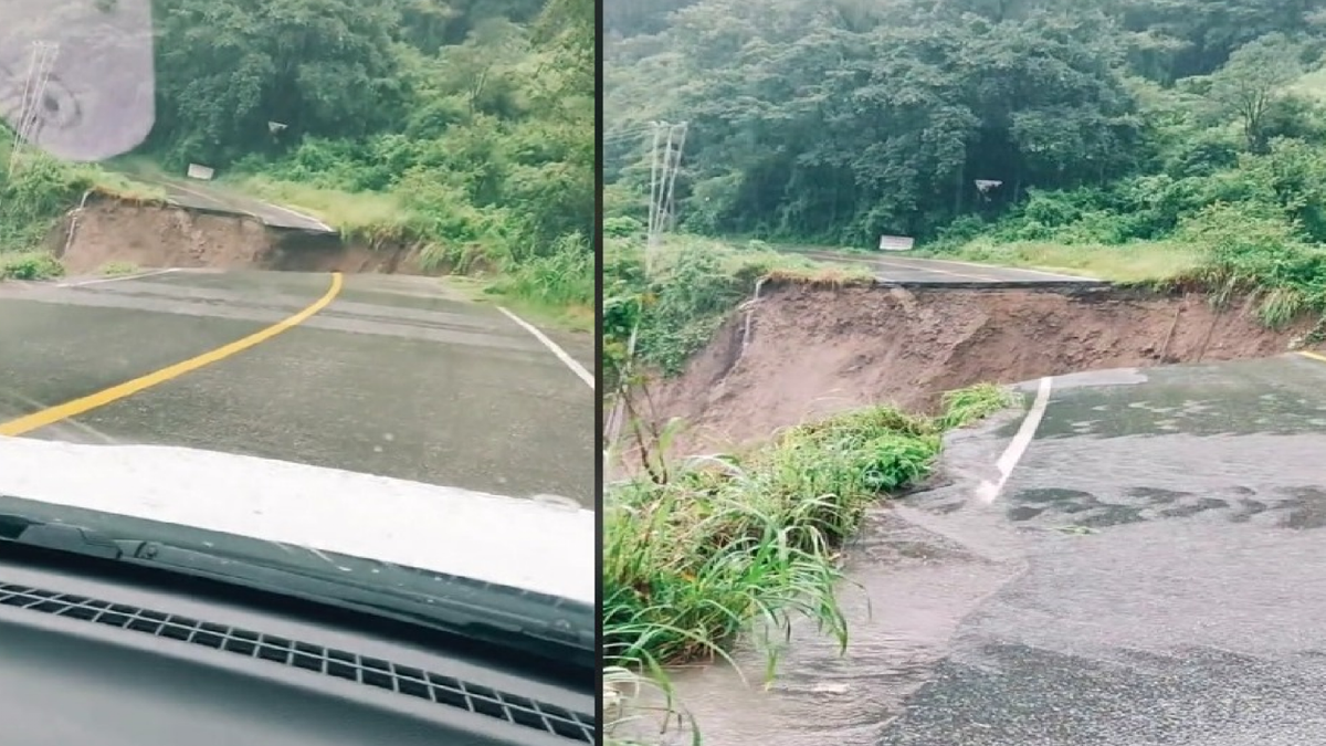Colapsa tramo de la carretera México-Acapulco tras paso del huracán John