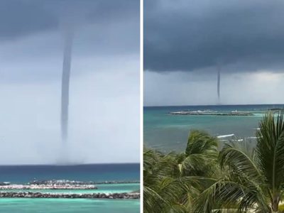 Captan una tromba marina en la playa Xpu-Há, cerca de Playa del Carmen (Video)