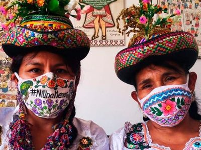 Crean originales tapabocas con diseños ancestrales