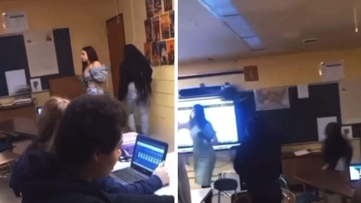 Momento de la agresión a la maestra