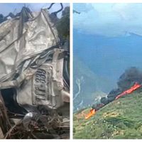 Camión cisterna se incendia tras caer a un barranco de 150 metros; el chofer murió (Video)