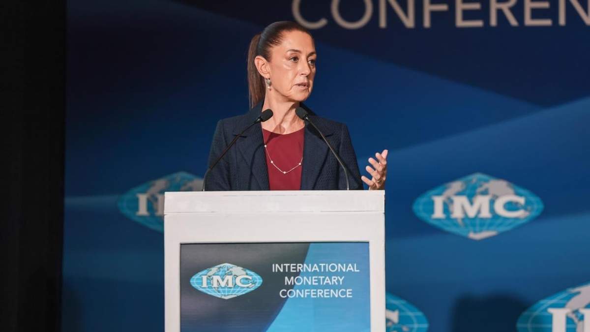 Claudia Sheinbaum, durante la edición 2024 del International Monetary Conference
