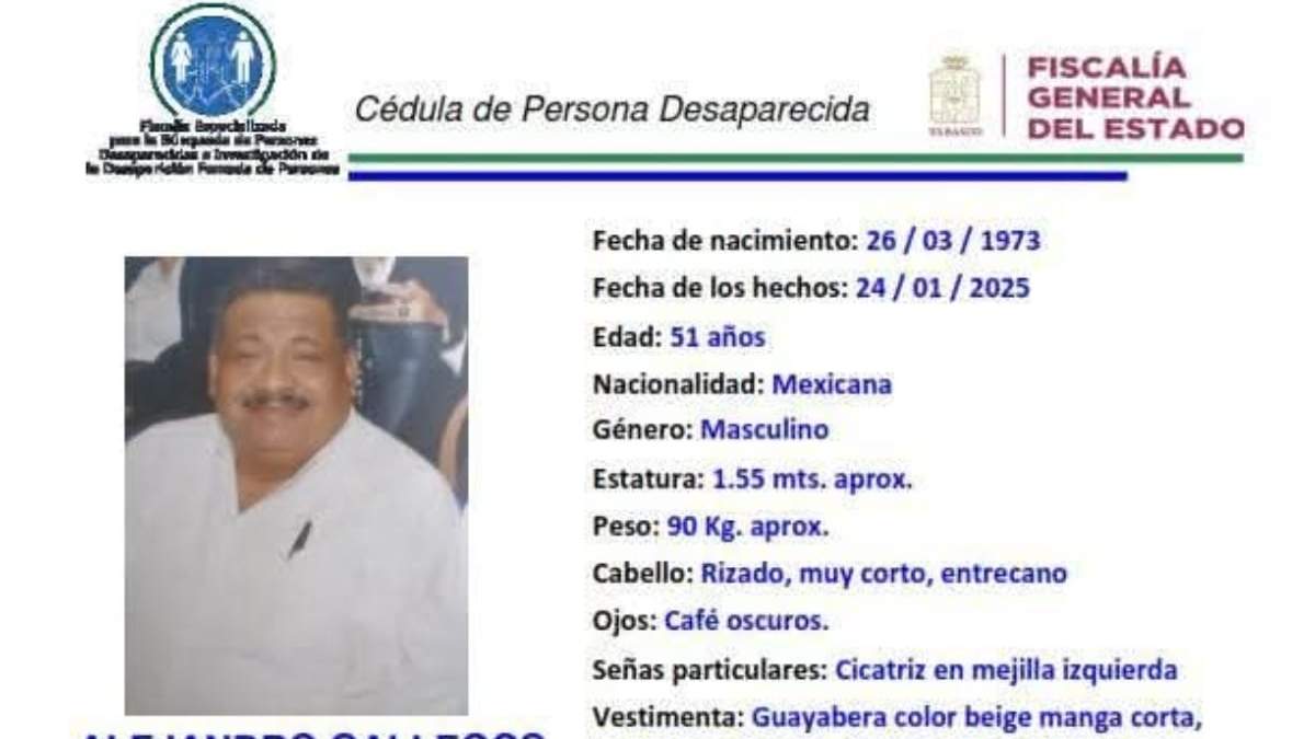 La ficha de búsqueda de Alejandro Gallegos León