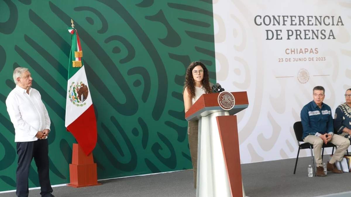 Luisa María Alcalde, en su primera mañanera como secretaria de Gobernación, en Chiapas. 23 de junio de 2023