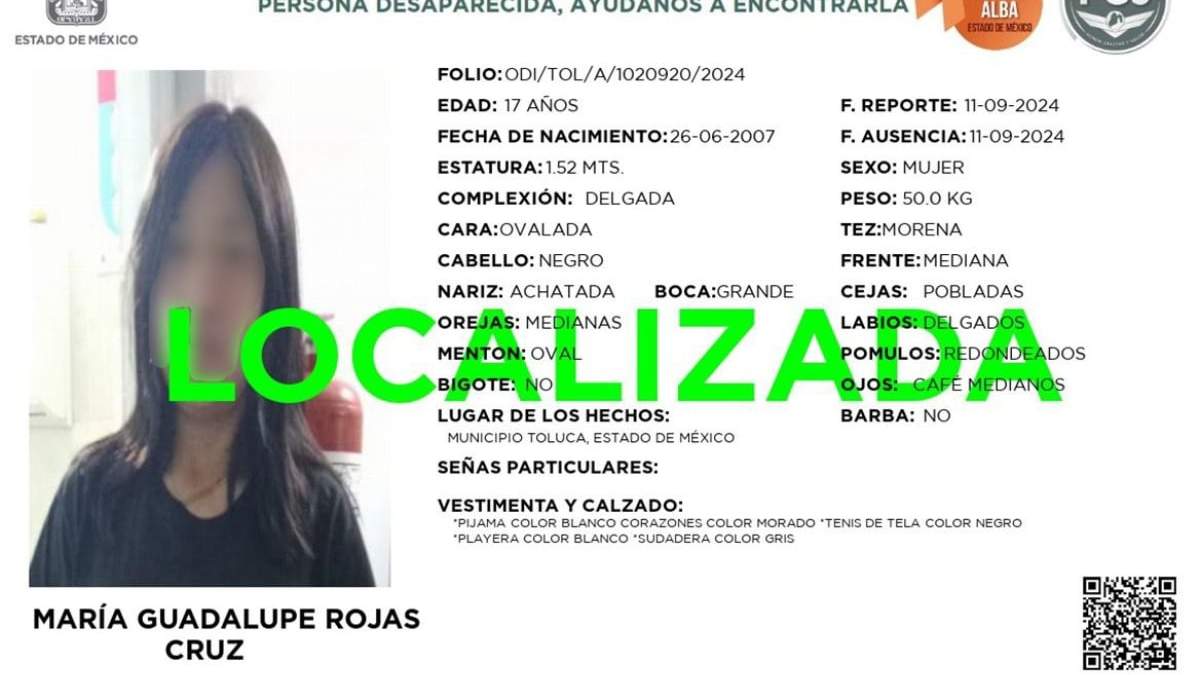 Guadalupe Rojas, de 17 años