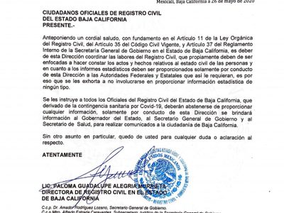 Molesta a Jaime Bonilla la filtración de oficio que prohíbe revelar estadísticas de muertes
