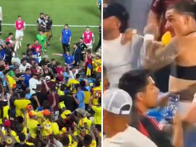 Darwin Núñez y otros jugadores de Uruguay arman pelea campal contra aficionados colombianos (Videos)