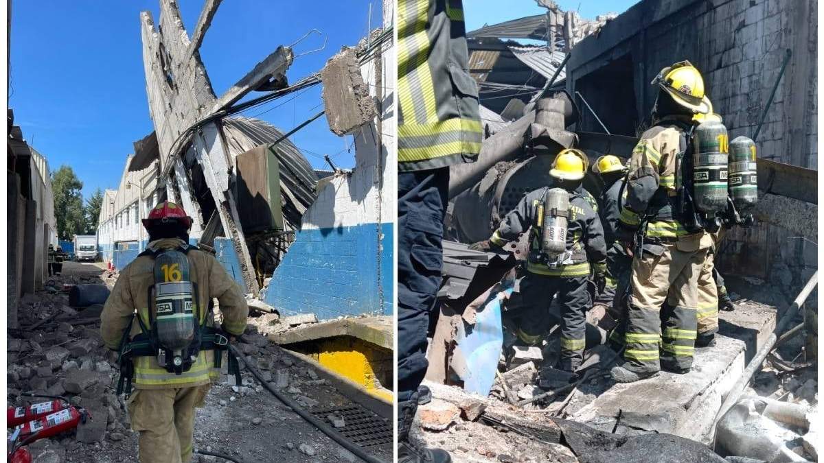 Maniobras de bomberos en la zona de la explosión