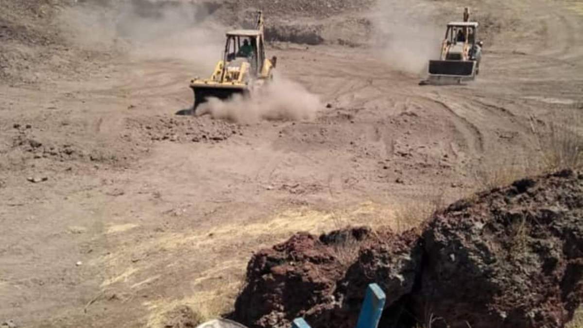 El predio afectado en Oztoyahualco, Teotihuacán