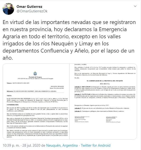 Tuit de Omar Gutiérrez