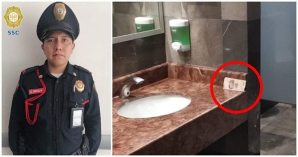 El policía se encontró el dinero en la parte de los lavabos