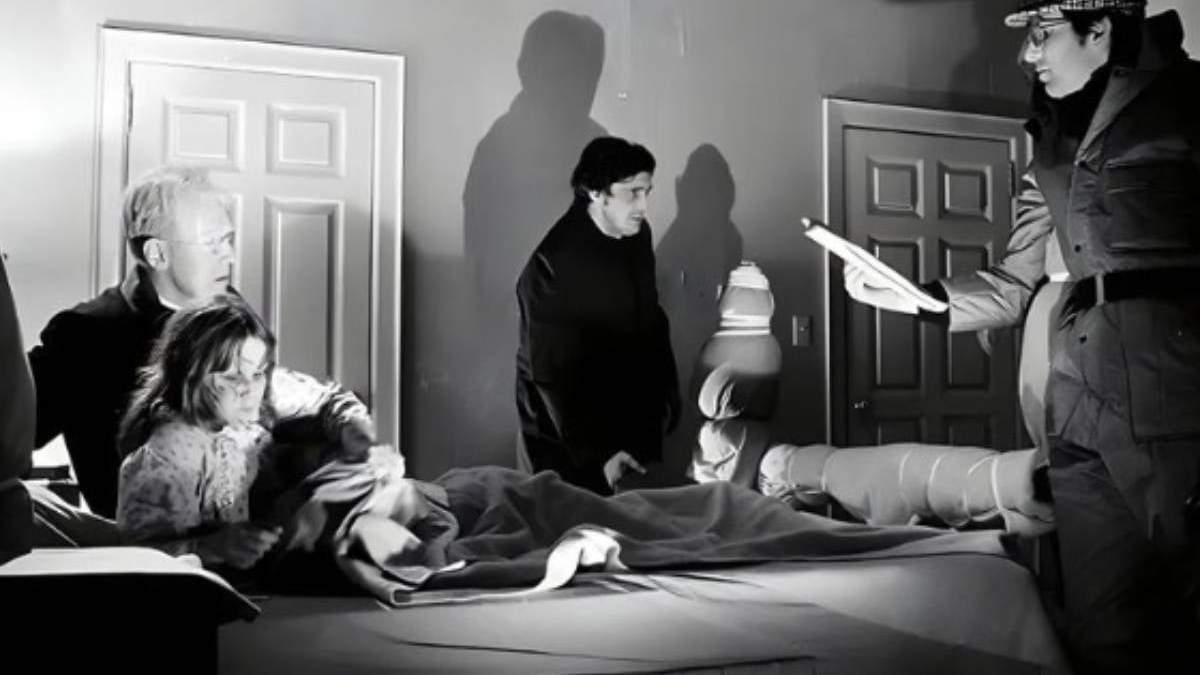 Rodaje de una escena de Linda Blair en "El exorcista"