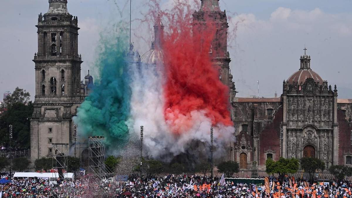 El Zócalo durante el mitin