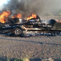 Transportaba una lancha y se le prendió fuego camino a Punta Tombo