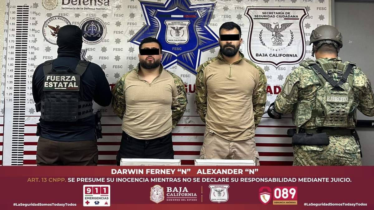 Detienen en Mexicali a dos colombianos presuntamente ligados al Cártel de Sinaloa