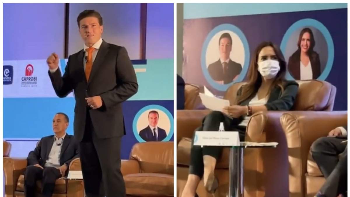 Samuel García y Clara Luz Flores, quien revisa sus tarjetas