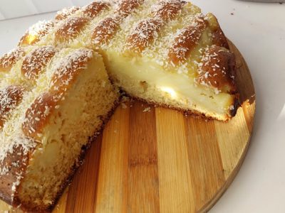 Torta matera con crema pastelera: facilísima de hacer en casa para una merienda bien dulcera y con este frío