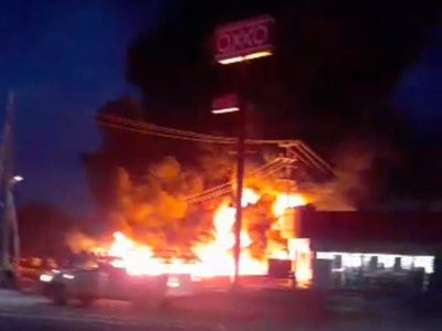 Choque de pipa provoca incendio de camioneta y locales
