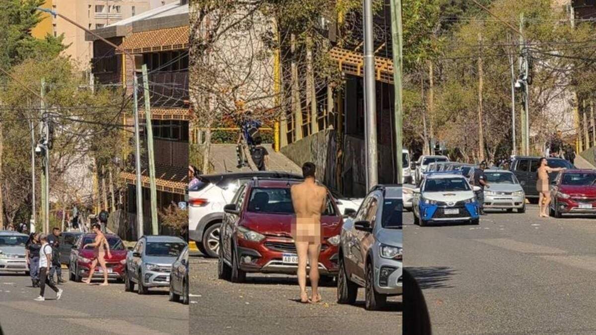 Un hombre desnudo sorprendió en el centro neuquino. Fuente: (Redes sociales)