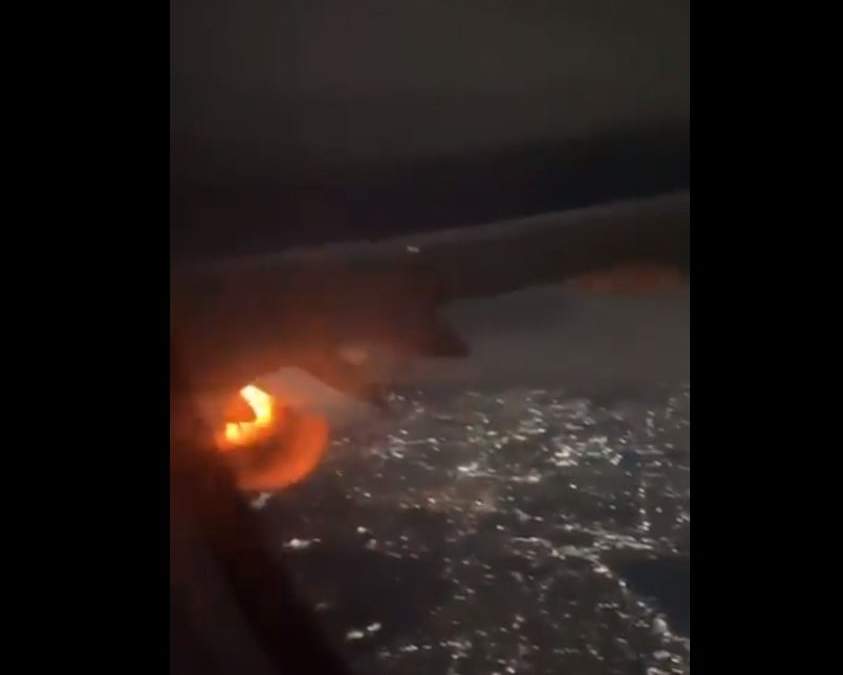 Turbina de avión se incendia