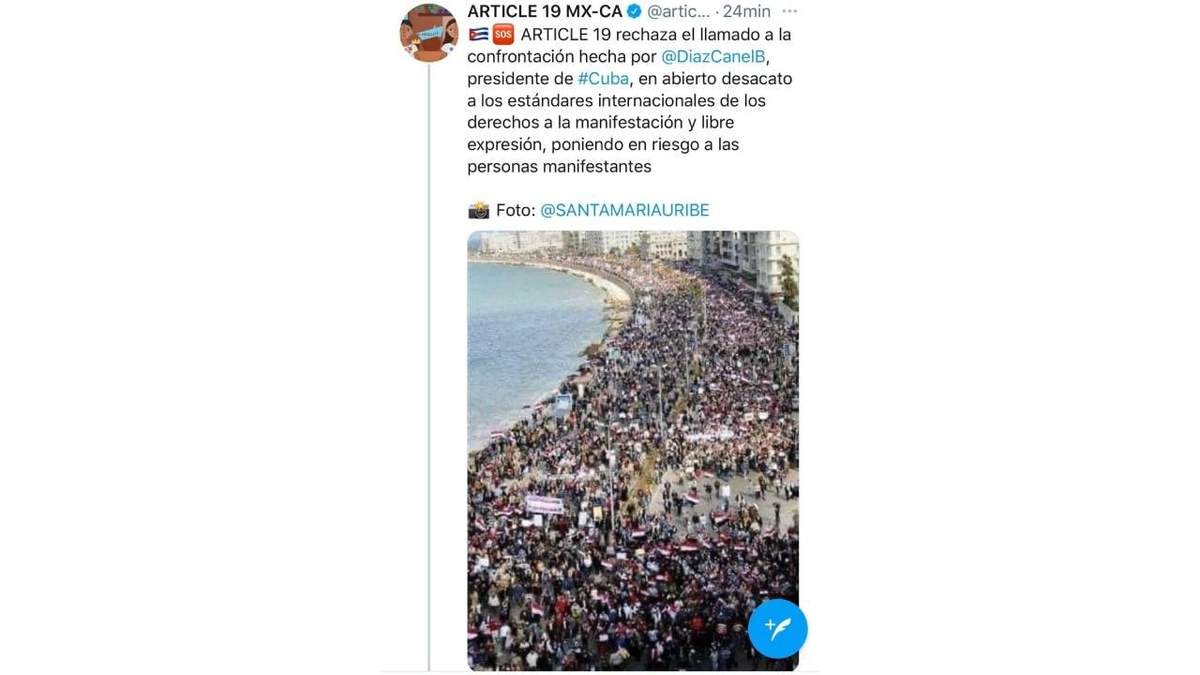 El tuit con la foto publicad por Artículo-19