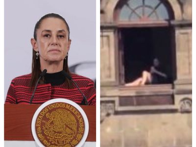 Sheinbaum admite que una mujer salió a la ventana de Palacio Nacional a asolearse