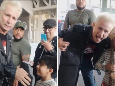 Mike Dirnt, integrante de Green Day, regala bajo a niño mexicano (Video)